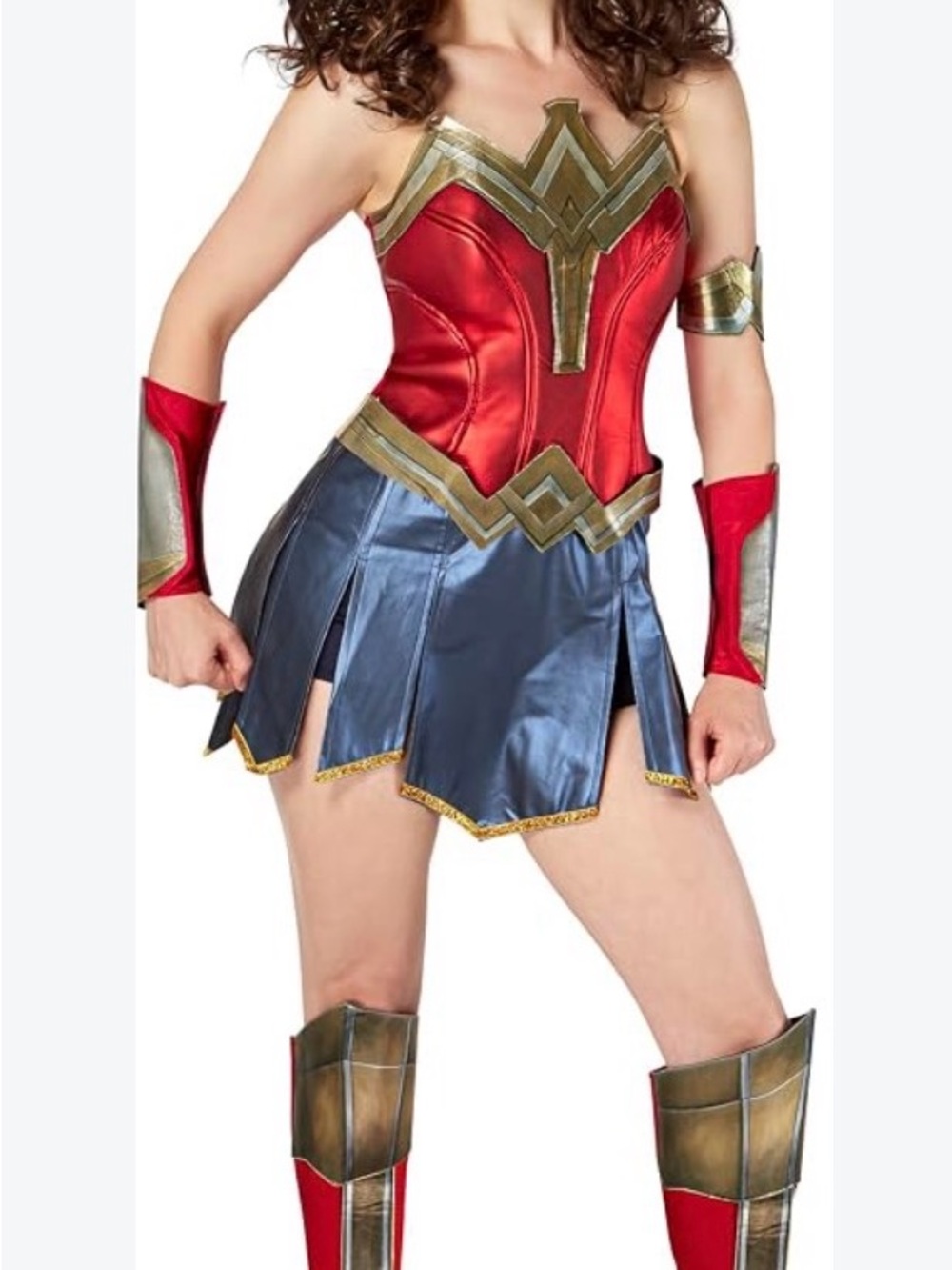 Wonder Heroine Red and Blue Girls' Costume Dress with Gold Accents